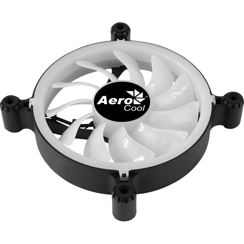 AEROCOOL 120 mm datora korpusa ventilators SPECTRO12 RGB, 12 V, 1000 RPM, 3,6 W, Molex, pretvibrācijas, uzmavas gultnis, melns