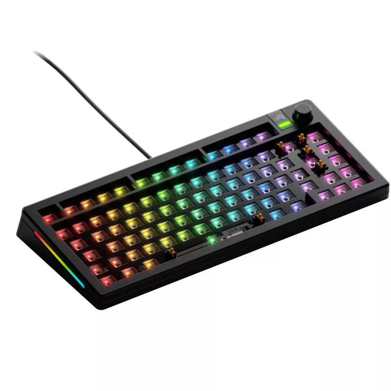 Glorious Gaming GMMK 3 75% Barebones Wired Melns - ISO, 75%, Vadu, USB, RGB LED, Melns