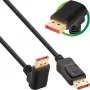 DisplayPort 1.4 kabelis InLine 17151O 8K4K ar uz augšu vērstu leņķveida savienotāju, melns/zelta, 1 m