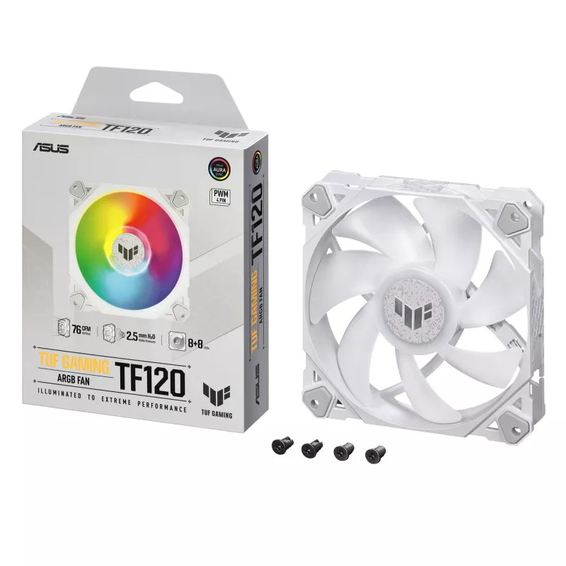 ASUS TUF GAMING TF120 ARGB balta EDITION Datora korpuss Gaisa dzesētājs 12 cm 1 gab.