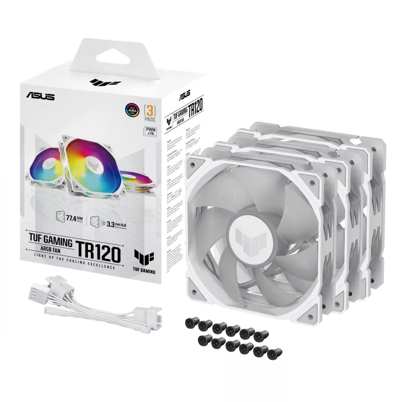 ASUS TUF GAMING TR120 ARGB 3IN1 balta Computer case Air cooler 12 cm