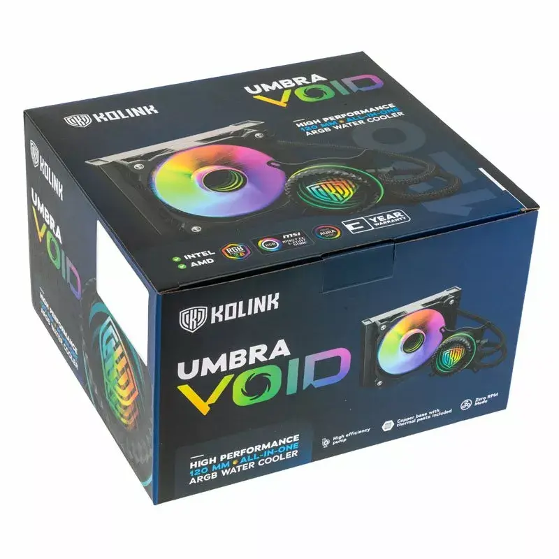 Šķidruma dzesēšanas komplekts Kolink Umbra Void 120 AIO 12 cm, melns