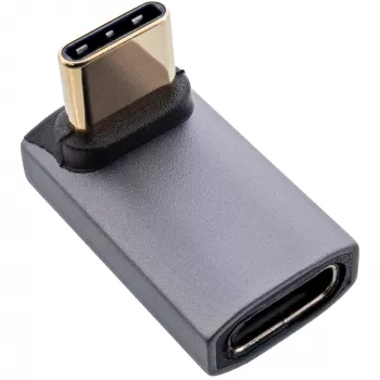 InLine USB4 adapteris, USB-C vīrišķais/sieviešu leņķveida uz augšu/uz leju, alumīnija, pelēks
