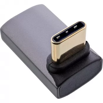 InLine USB4 adapteris, USB-C vīrišķais/sieviešu leņķveida uz augšu/uz leju, alumīnija, pelēks