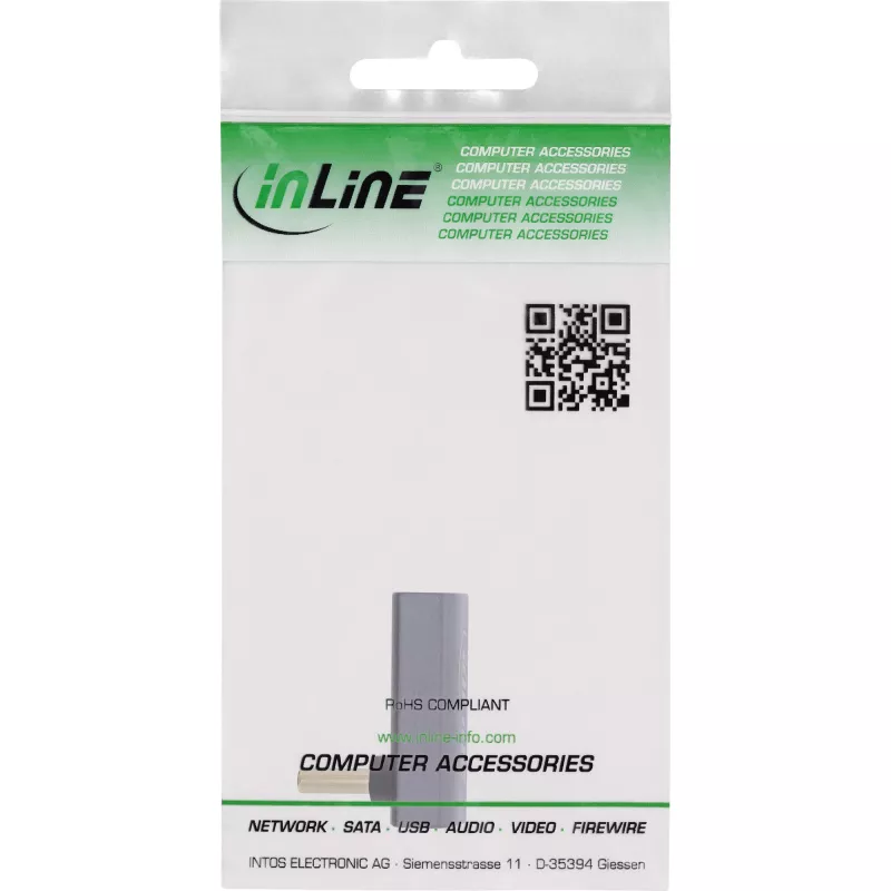 InLine USB4 adapteris, USB-C vīrišķais/sieviešu leņķveida uz augšu/uz leju, alumīnija, pelēks