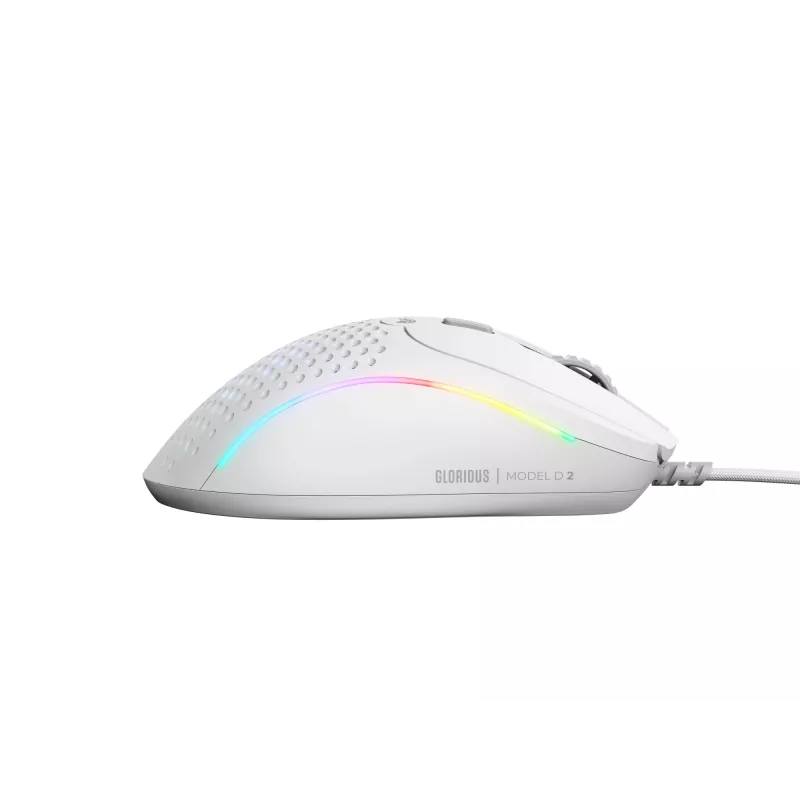 Glorious Gaming Glorious Model D 2 Wired - Matte balta, labās rokas, optiskā, USB Type-A, 26000 DPI, balta