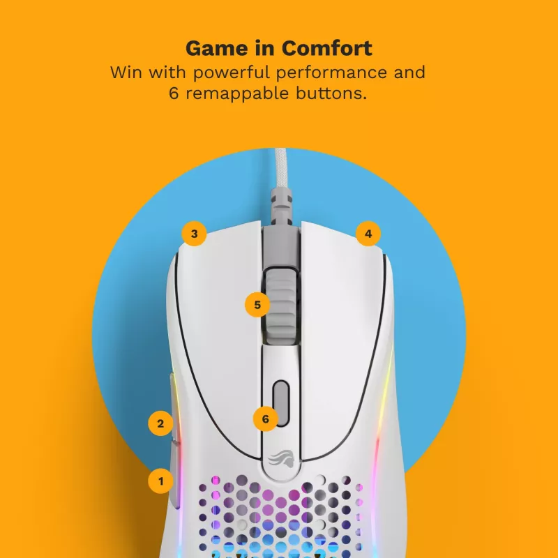Glorious Gaming Glorious Model D 2 Wired - Matte balta, labās rokas, optiskā, USB Type-A, 26000 DPI, balta
