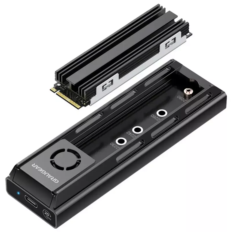 GrauGear G-M205-20G-F dokstacija M.2 NVMe/NGFF SSD, USB 3.2 Gen 2x2 Type-C, 20 Gbps, melna