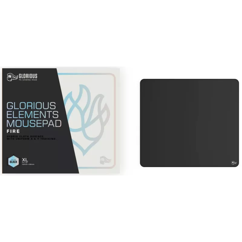 Glorious Gaming Glorious Element pele Pad - Fire, Melns, Monohromatisks, Audums, Gumija, Neslīdoša pamatne, Gaming pele pad