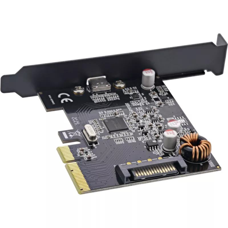 InLine interfeisa karte, USB 3.2 Gen.2x2, 1x USB-C, PCIe x4, PCIe, zema profila, PCIe 4.0, 100 mm, 1.28 mm, 120 mm
