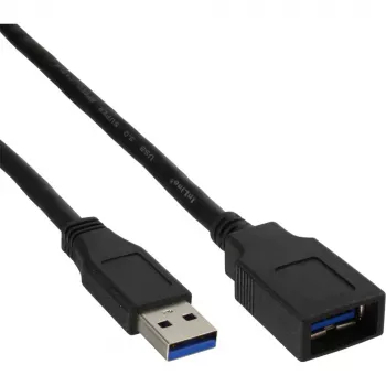 InLine USB 3.2 Gen.1 kabelis, Type A vīr. / Type A siev., melns, 1m