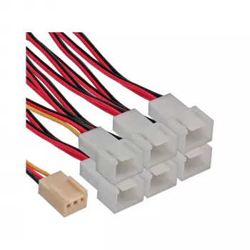 InLine ventilatora adaptera kabelis, Y-veida kabelis, 3 kontaktu Molex ligzda / 6x 3 kontaktu Molex spraudnis