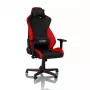Spēļu krēsls Nitro Concepts S300 ar auduma sēdekli, regulējams augstums 128–140 cm, atzveltnes platums 56 cm, auduma sēdeklis (melns/sarkans)