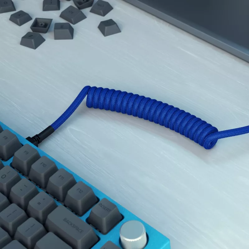 Spirālveida USB kabelis GLORIOUS mehāniskajām tastatūrām, GMMK Cobalt Blue GLO-KB-ACC-CBL-COIL-CBLU