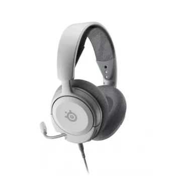 Austiņas STEELSERIES Arctis Nova 1 ar vadu 3,5 mm, binaurālas, balts, 1,2 m kabelis, noņemams, izvelkams mikrofons ar regulējamu statīvu
