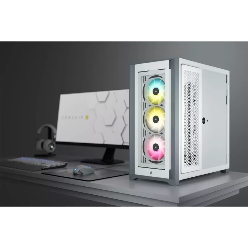 CORSAIR Icue 5000x RGB - Stikla paneļu vidējais torņa ATX dators Smart Case - Balts