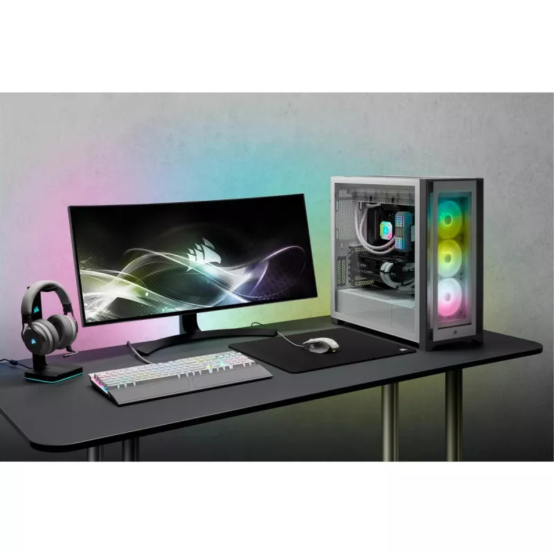 CORSAIR Icue 5000x RGB - Stikla paneļu vidējais torņa ATX dators Smart Case - Balts