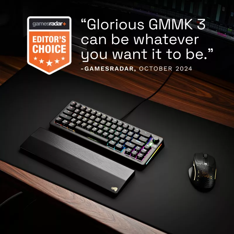 Mehāniskā spēļu tastatūra GLORIOUS GMMK 3 65% vadu USB, QWERTY US, RGB, melna