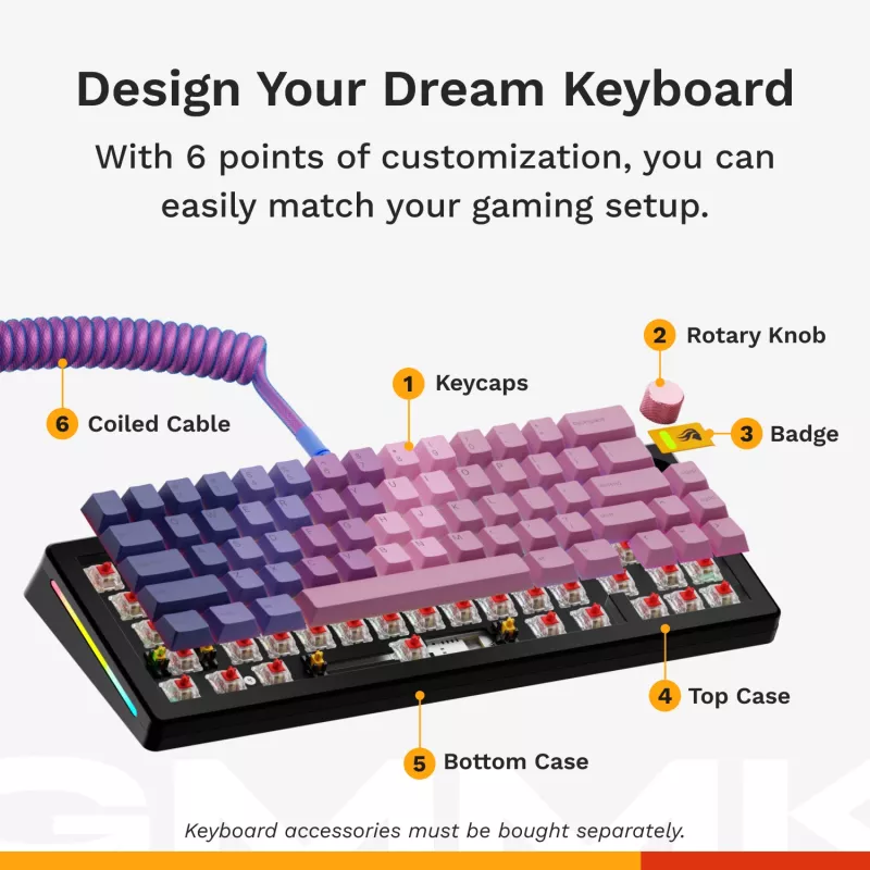 Mehāniskā spēļu tastatūra GLORIOUS GMMK 3 65% vadu USB, QWERTY US, RGB, melna