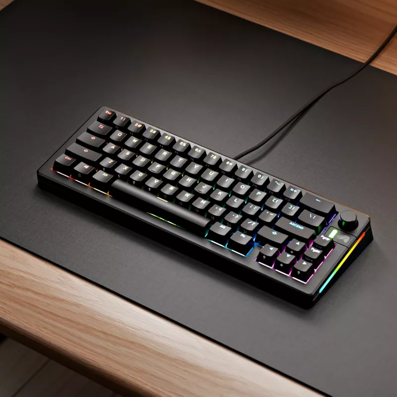 Mehāniskā spēļu tastatūra GLORIOUS GMMK 3 65% vadu USB, QWERTY US, RGB, melna