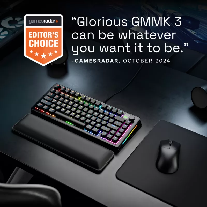 Glorious Gaming GMMK 3 PRO 75% Prebuilt Wired Melns - US, vadu, USB, mehāniska, QWERTY, RGB LED, melna