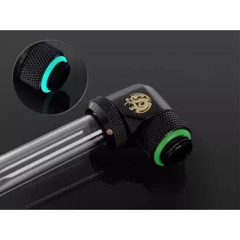 CPU/GPU šķidruma dzesēšanas armatūra BitsPower BP-MBE90RML misiņa 90° rotējošs adapteris 1/4 collas vītne melna