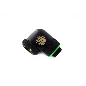 CPU/GPU šķidruma dzesēšanas armatūra BitsPower BP-MBE90RML misiņa 90° rotējošs adapteris 1/4 collas vītne melna