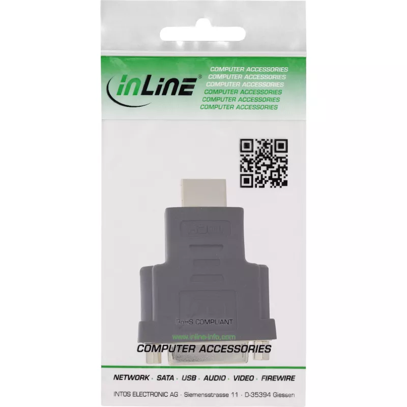 InLine HDMI–DVI adapteris, vīrišķais / 24+1 sievišķais, zeltīts, 4K2K