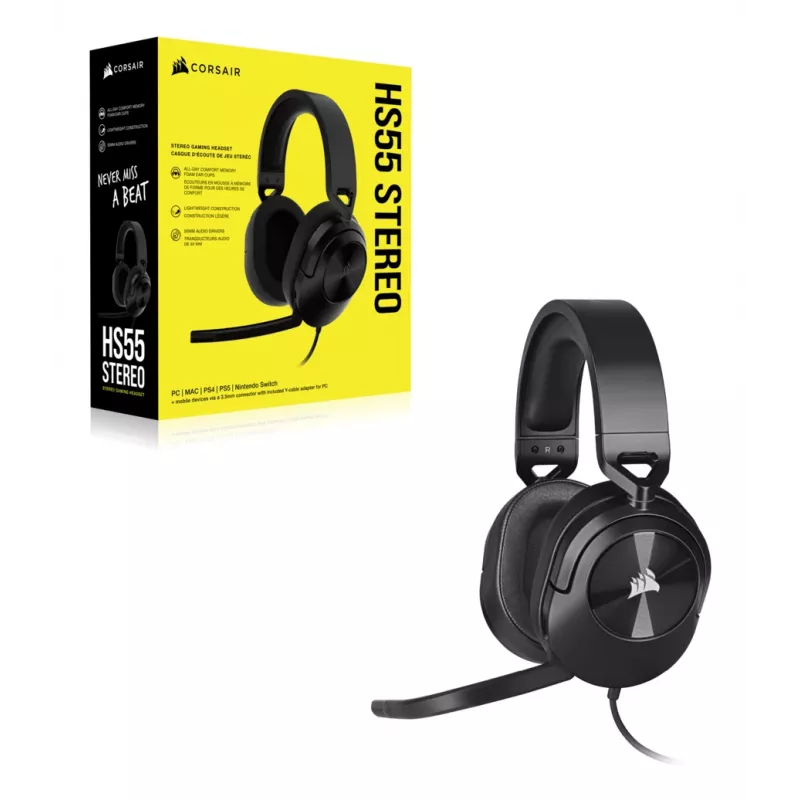 CORSAIR spēļu austiņas Hs55 - 3.5mm - Stereo - Carbon