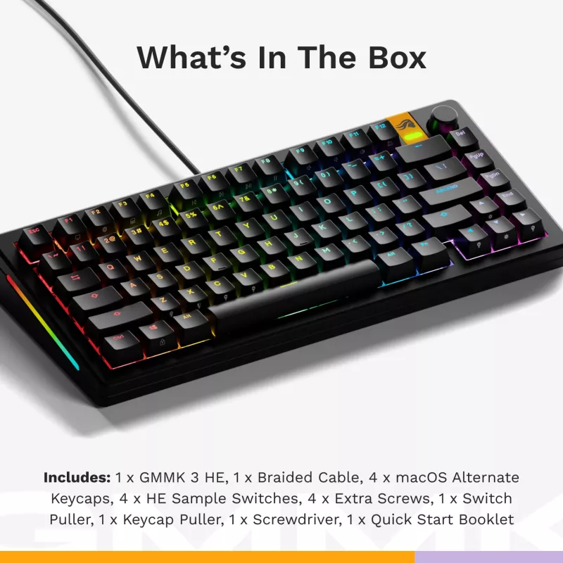 Glorious PC Gaming Race GMMK 3 HE iebūvēta tastatūra 75% mehāniskā RGB melna