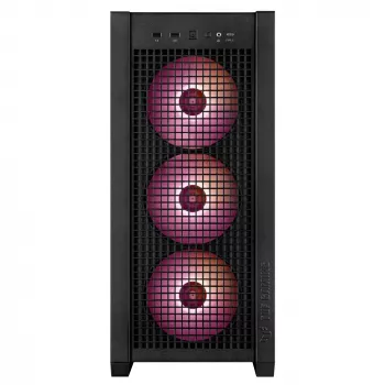 ASUS TUF Gaming GT302 ARGB, vidustorņa datora korpuss, melns — rūdīta stikla sānpaneļi, 3x140mm priekšējie + 1x140mm aizmugures ventilatori, USB-C
