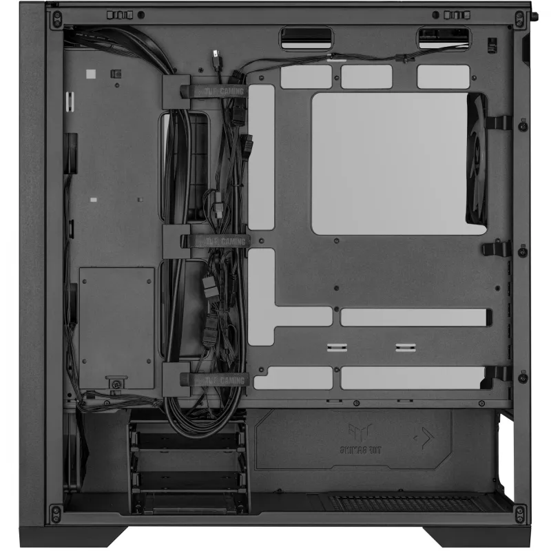 ASUS TUF Gaming GT302 ARGB, vidustorņa datora korpuss, melns — rūdīta stikla sānpaneļi, 3x140mm priekšējie + 1x140mm aizmugures ventilatori, USB-C