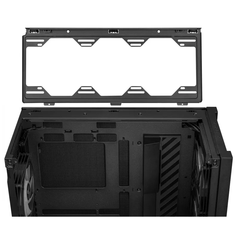ASUS TUF Gaming GT302 ARGB, vidustorņa datora korpuss, melns — rūdīta stikla sānpaneļi, 3x140mm priekšējie + 1x140mm aizmugures ventilatori, USB-C