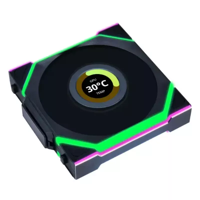 Fan Lian Li UNI FAN SL Wireless LCD 120 12 cm Melns 29,5 dB 50,08 cfm