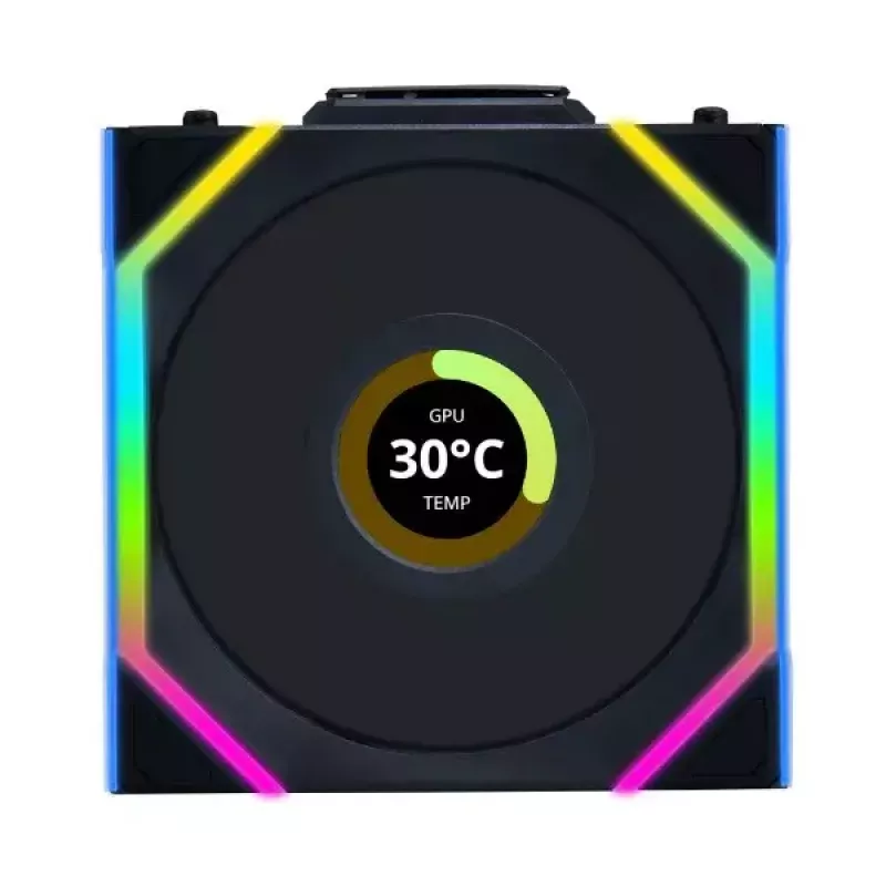 Fan Lian Li UNI FAN SL Wireless LCD 120 12 cm Melns 29,5 dB 50,08 cfm