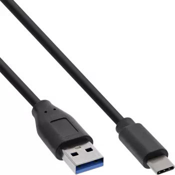InLine USB 3.2 Gen.1x2 kabelis, USB-C vīrišķais / USB-A vīrišķais, melns, 0,5 m