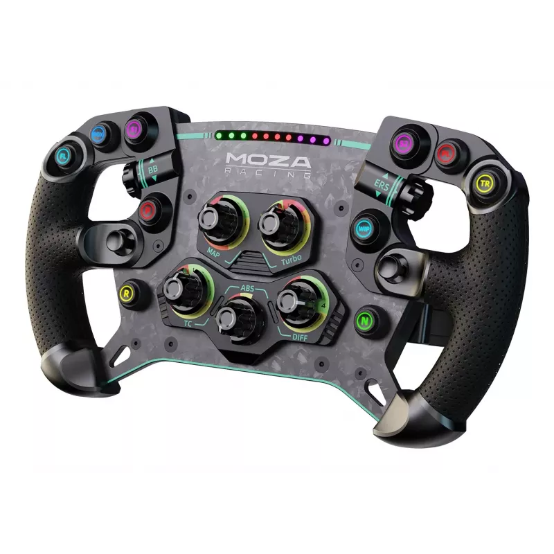 Moza Racing GS V2P stūre, stūre, vadu un bezvadu, melna, ar oglekļa šķiedru pastiprināts polimērs (CFRP), oglekļa šķiedra, āda, mikrošķiedra, ātrās atbrīvošanas mehānisms, baterija