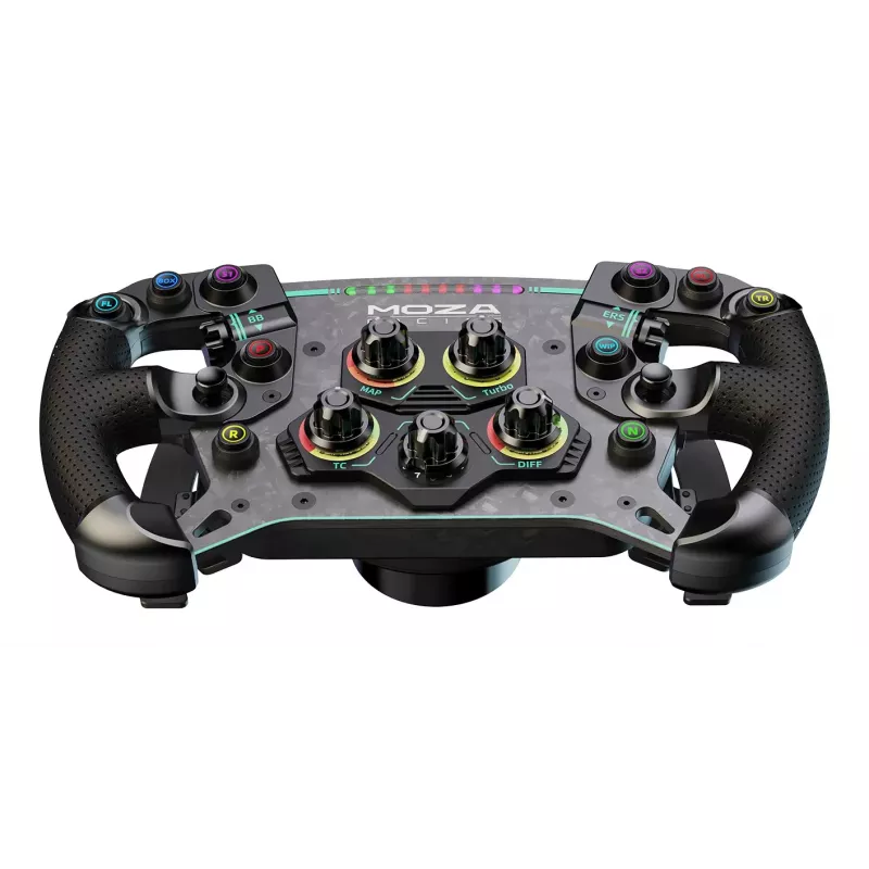 Moza Racing GS V2P stūre, stūre, vadu un bezvadu, melna, ar oglekļa šķiedru pastiprināts polimērs (CFRP), oglekļa šķiedra, āda, mikrošķiedra, ātrās atbrīvošanas mehānisms, baterija