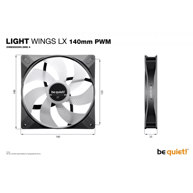 be quiet! LIGHT WINGS LX 140mm PWM datora korpusa ventilators 14 cm melns 1 gab.