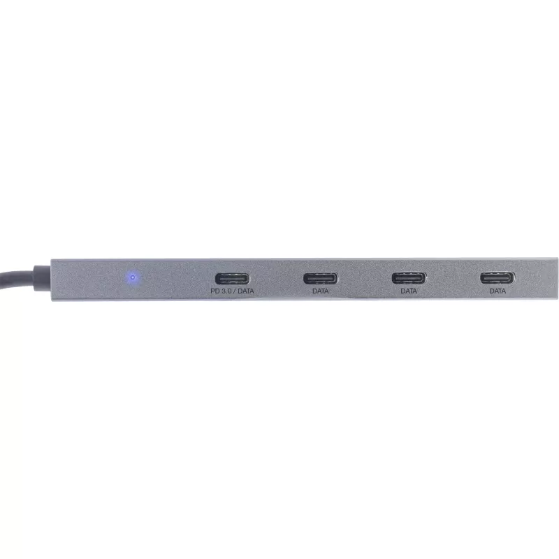 InLine USB 3.2 Gen.2 centrmezgls (10 Gb/s), 4 portu USB-C, OTG, alumīnija korpuss