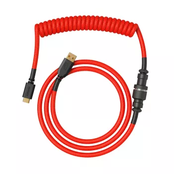 Spirālveida USB kabelis GLORIOUS GMMK Crimson Red — noņemams tastatūras kabelis, spirālveida dizains