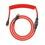 Spirālveida USB kabelis GLORIOUS GMMK Crimson Red — noņemams tastatūras kabelis, spirālveida dizains