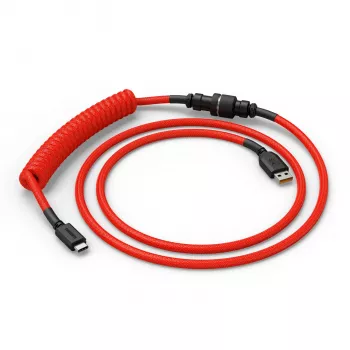 Spirālveida USB kabelis GLORIOUS GMMK Crimson Red — noņemams tastatūras kabelis, spirālveida dizains