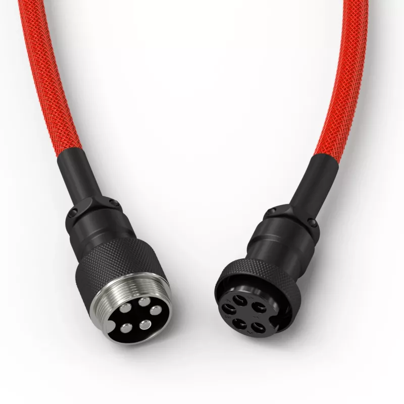Spirālveida USB kabelis GLORIOUS GMMK Crimson Red — noņemams tastatūras kabelis, spirālveida dizains
