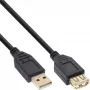 InLine USB 2.0 pagarinātāja kabelis Type A vīrietis / sieviete, apzeltīts, melns, 2 m