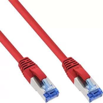 InLine komutācijas kabelis S/FTP PiMF Cat.6A halogēnnesaturošs 500MHz sarkans 1m