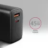 Lādētājs Axagon ACU-PQ45 QC 3.0 4.0 AFC FCP PPS PD 45W melns