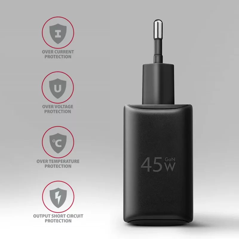 Lādētājs Axagon ACU-PQ45 QC 3.0 4.0 AFC FCP PPS PD 45W melns