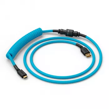 Spirālveida USB kabelis GLORIOUS GMMK Electric Blue — noņemams tastatūras kabelis, leņķa savienotāji