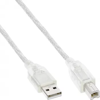InLine USB 2.0 kabelis, A tipa vīrišķais / B tipa vīrišķais, caurspīdīgs, 10 m